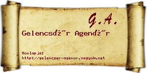 Gelencsér Agenór névjegykártya